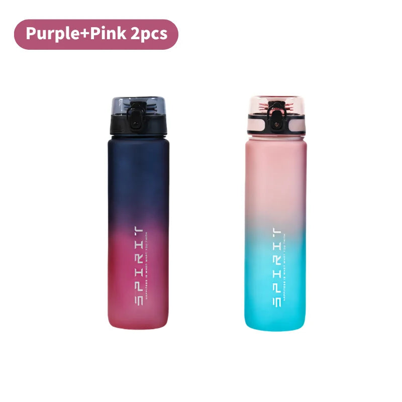 1 Liter Large Capacity Leak Proof Sports Water Bottle Colorful Plastic Cup Drink Items Outdoor Travel Portable Gym Fitness Jugs