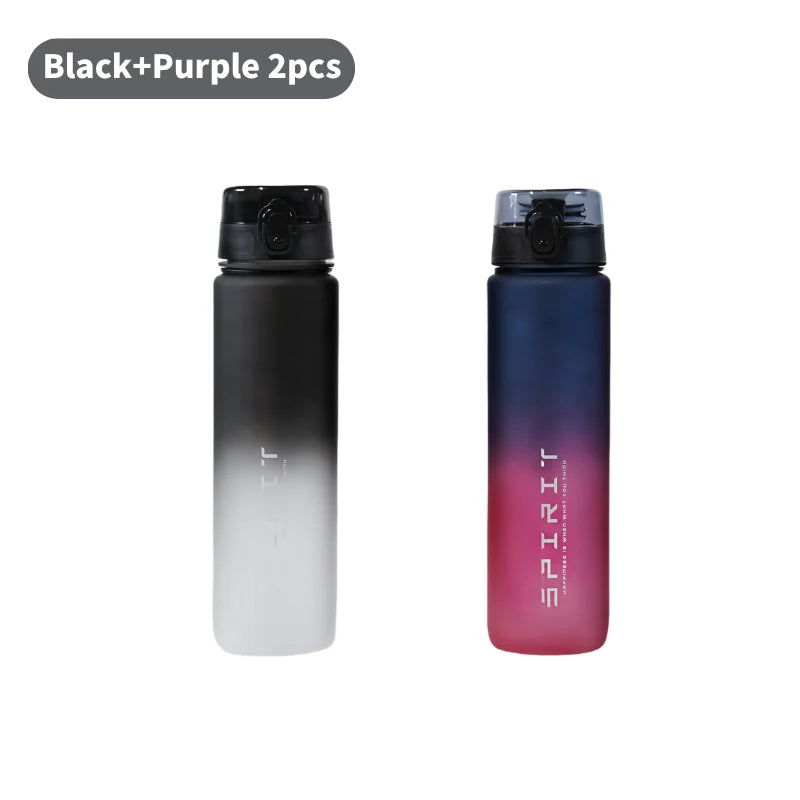 1 Liter Large Capacity Leak Proof Sports Water Bottle Colorful Plastic Cup Drink Items Outdoor Travel Portable Gym Fitness Jugs