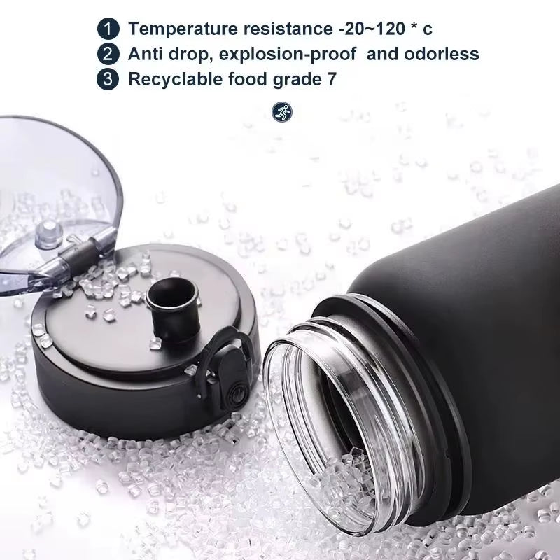 1 Liter Large Capacity Leak Proof Sports Water Bottle Colorful Plastic Cup Drink Items Outdoor Travel Portable Gym Fitness Jugs