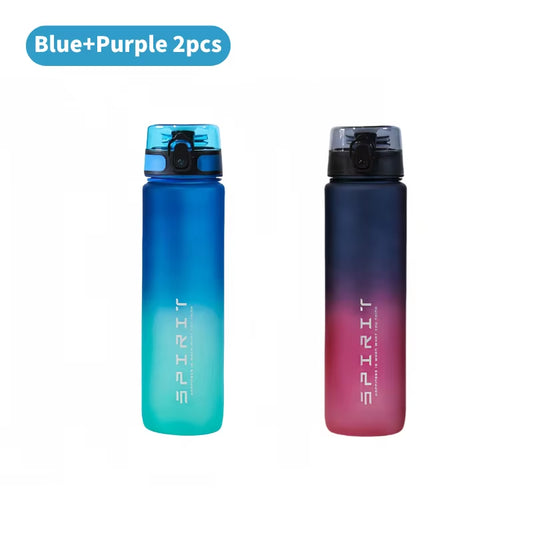 1 Liter Large Capacity Leak Proof Sports Water Bottle Colorful Plastic Cup Drink Items Outdoor Travel Portable Gym Fitness Jugs