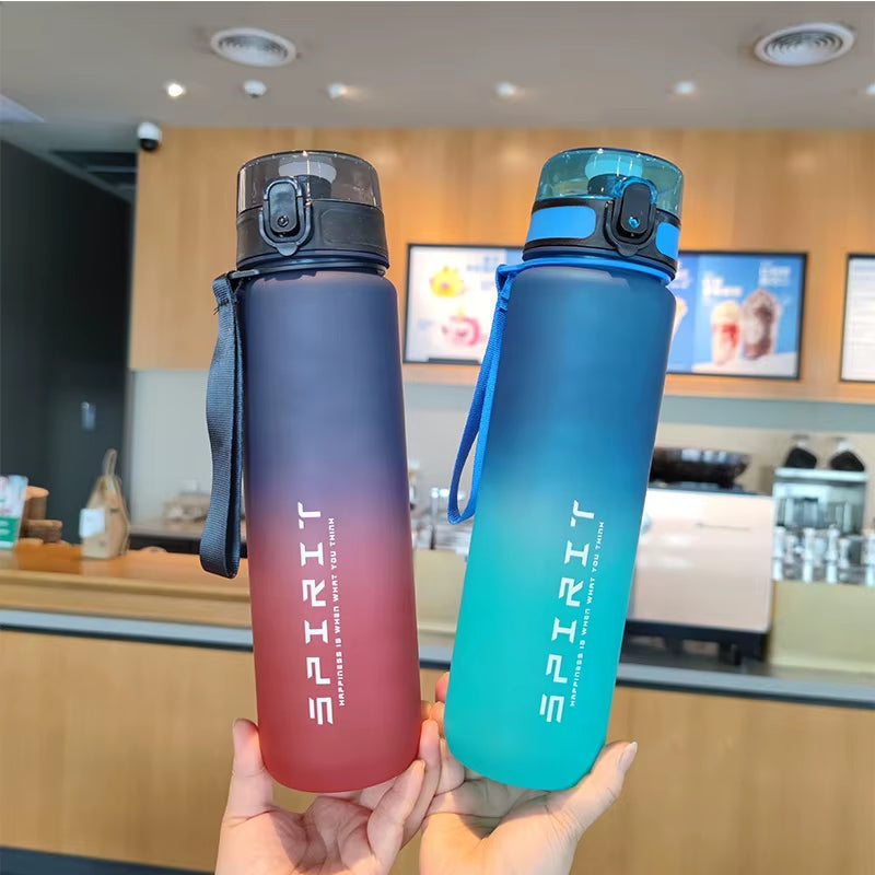 1 Liter Large Capacity Leak Proof Sports Water Bottle Colorful Plastic Cup Drink Items Outdoor Travel Portable Gym Fitness Jugs