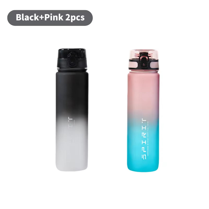 1 Liter Large Capacity Leak Proof Sports Water Bottle Colorful Plastic Cup Drink Items Outdoor Travel Portable Gym Fitness Jugs