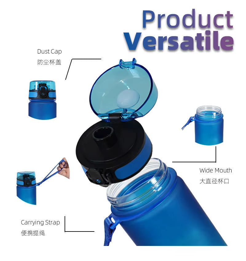 1 Liter Large Capacity Leak Proof Sports Water Bottle Colorful Plastic Cup Drink Items Outdoor Travel Portable Gym Fitness Jugs